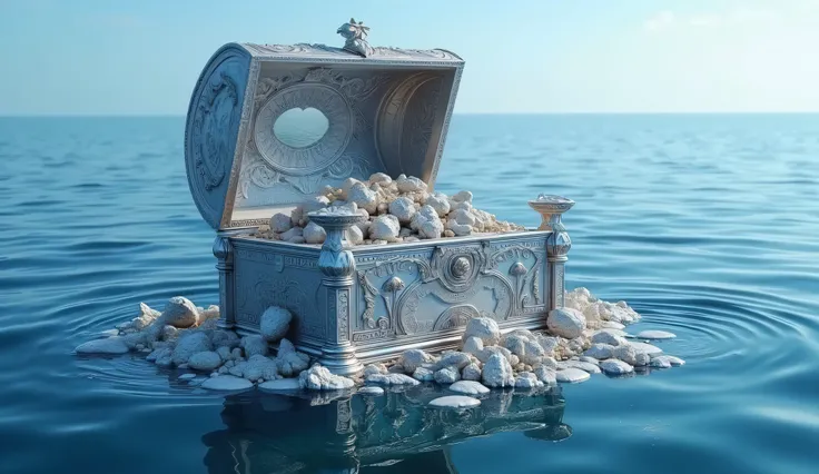 silver treasure on the blue sea