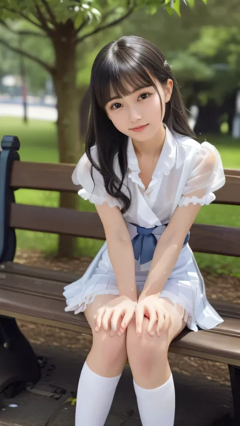  top quality、 natural depiction、 Hi-Res、delicate、Very high degree of perfection 、 beautiful,Girls are in elementary school６Grade、 black hair、cute girl eyes、Petite、Perfect Arms、 perfect finger、Perfect Legs、 small breasts、Looks like Daidouji Tomoyo、((frilly ...