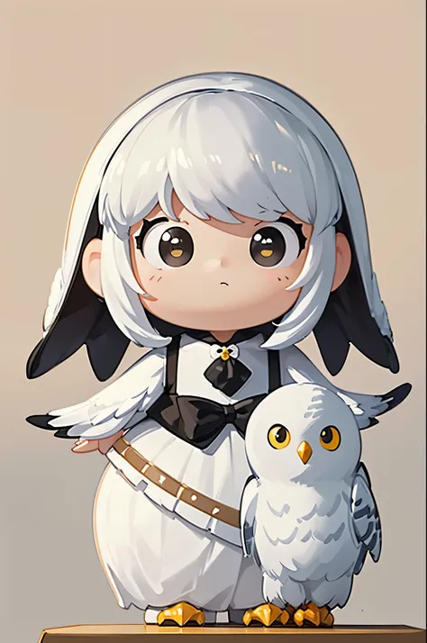 (masterpiece:1.2, Highest quality,High resolution,Super detailed),(Photorealistic Stick),8k,wallpaper,A woman wearing a snowy owl stuffed toy,cute,A charming face,There is no motivation