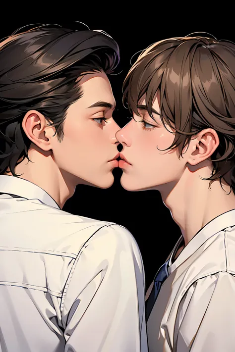 two handsome boys kissing