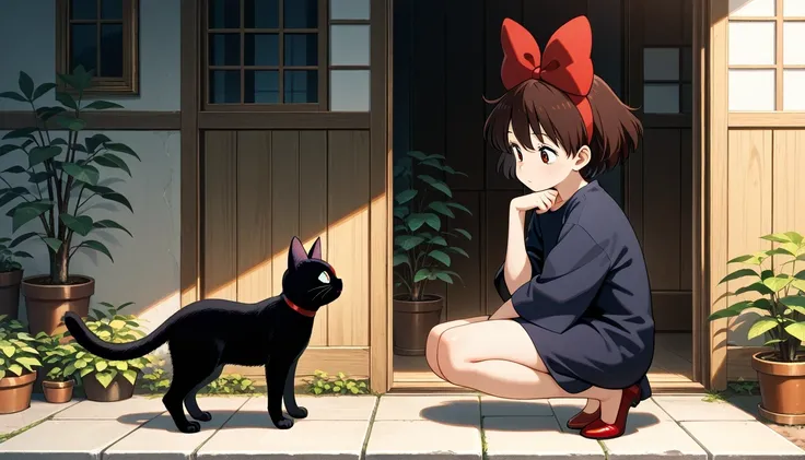 1 black cat, jiji (majo no takkyuubin), masterpiece,best quality,amazing quality