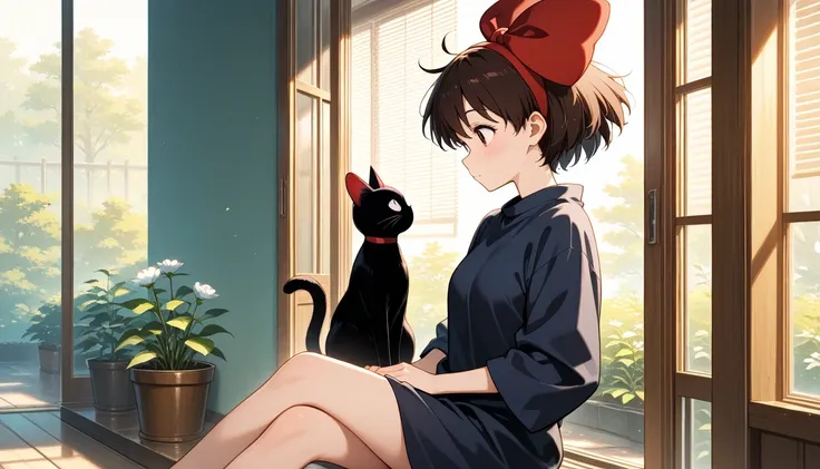 1 black cat, jiji (majo no takkyuubin), masterpiece,best quality,amazing quality