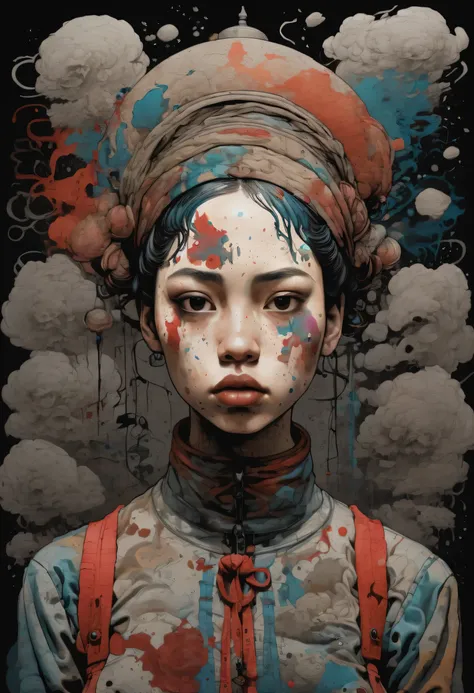(( full color:2.4))、 full body esbian 、 the mental world of a mentally ill person 、 cute girl、 official、masterpiece、 beautiful face、 high contrast、From an artistic angle、Awareness-raising、 delicate color、 profile、 delicate color、Post-Grunge、 concept art 、...