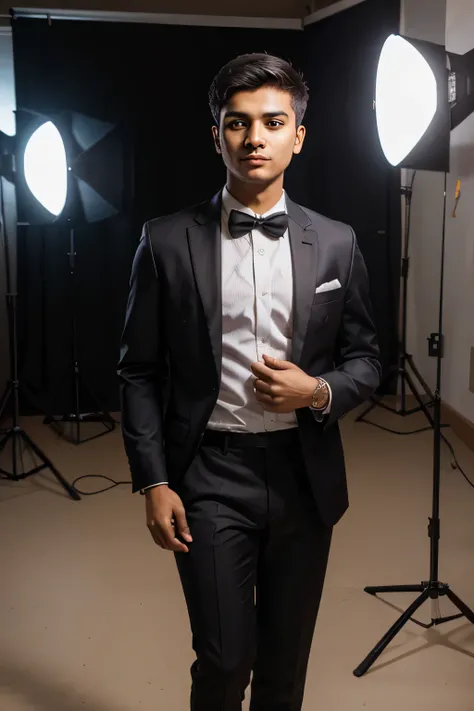 smart bangladeshi young man in formal attire, studio lighting, professional photoshoot, accurate anatomy, masterpiece, high quality