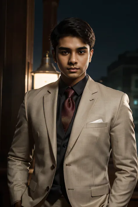 smart bangladeshi young man in formal attire, cinematic lighting, professional portrait, accurate anatomy, masterpiece, high quality