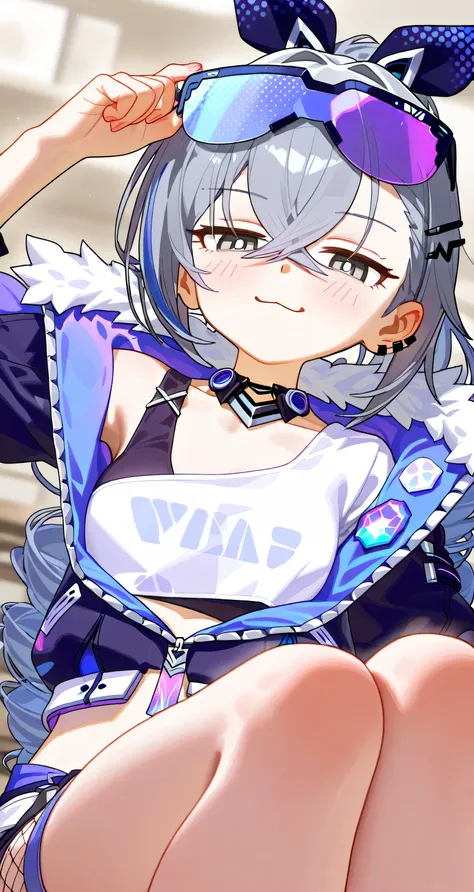 silver wolf,   honkai star rail, smug 