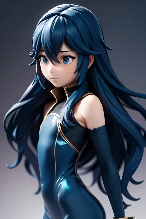  perfect anatomy　 top quality, highest resolution,((( Shiny Outfit 　shiny dark blue hair 　 long hair　flat chest)))　Lucina　 Fire Emblem Awakening