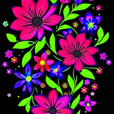 flowers with colorful lights on a black background, glowing flowers, luminous flowers, glowing neon flowers, magical flowers, neon flowers, magical colorful flowers, glowing delicate flower, stylized flowers, beautiful design, amoled wallpaper, elegant flo...