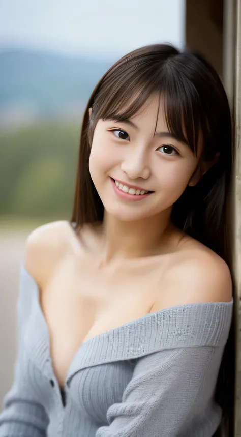 masterpiece,best quality,(Japanese girl),((Beautiful girl)),cleavage,(off shoulder:1.2),(perfect body beauty:1.2),(shy smile),From slightly above