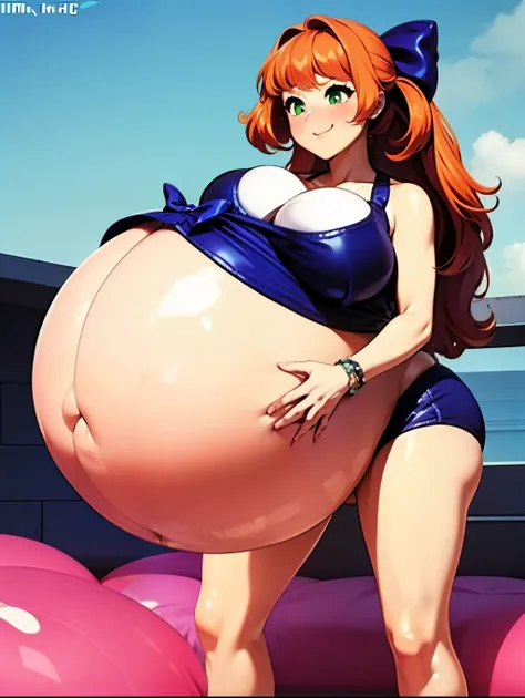 Big Baby Bump pregnant, Orange wavy hair bow, Big  , nipple, cum, Big Blue Balloons,s girl, Big pregnant Belly, Big Pregnant girl, Largest Belly of Pregnant, Huge Pregnancy, background hotel room,Huge 9 months Pregnancy Belly,huge belly expansion, huge bel...