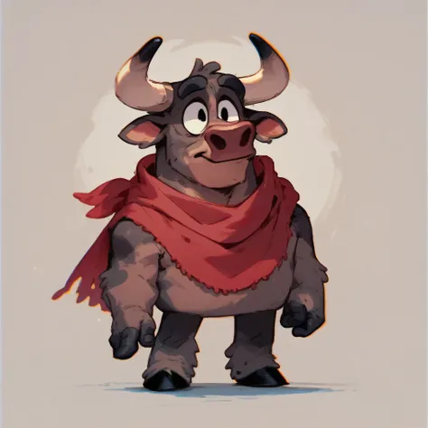 score_9, score_8_up, score_7_up, score_6_up, furry, bluey style, brown bovine, full body picture, red scarf