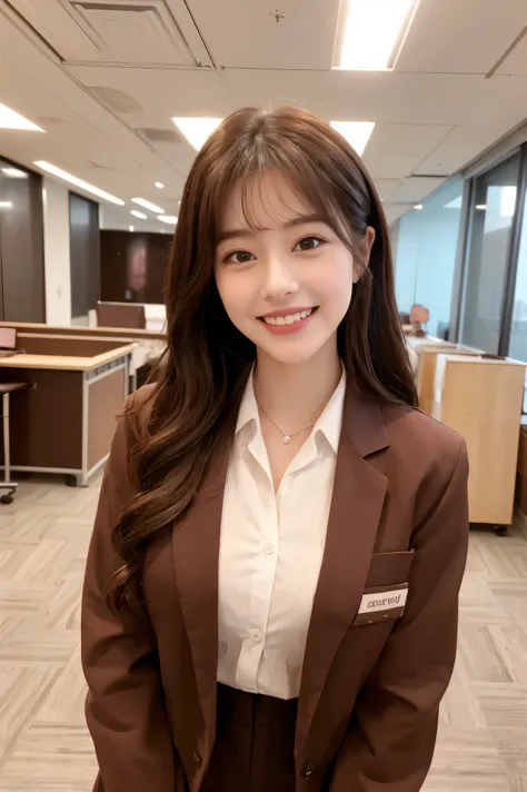  cute face like an 18-year-old idol in a luxury hotel　 smiles gently　 ((Large office floor in an office building))　(((Cute chocolate for Valentine's Day)))　(Blouses and jackets)　 Happy Valentine　live-action　 RAW photos 　Genuine