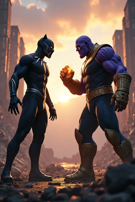 The black phanter vs Thanos, face to face, 