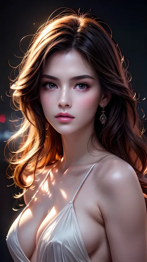  masterpiece,  best quality, illustration, Super Fine, Meticulous attention to detail,  high resolution,  8k wallpaper,  perfect dynamic composition,  Beautiful Detailed Eyes  , red ress ,The face feels ecstatic , face in an orgasmic state,  looks at the a...