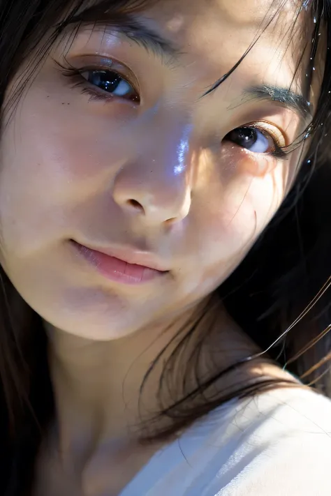 beautiful japanese girl, close up face, black hair, black eyes,