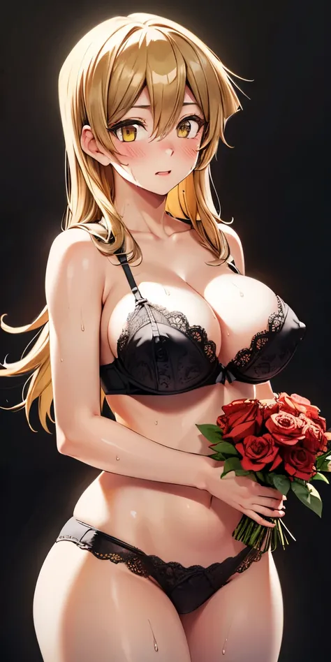 1 Female,High definition,high resolution,Ultra-realistic,8K,ta1, blonde hair, long hair, yellow eyes, standing, solo,  standing, masterpiece, best quality, detailed face, detailed eyes, highres,European,sexy,Photographed from the front,Dynamic Angles,blush...