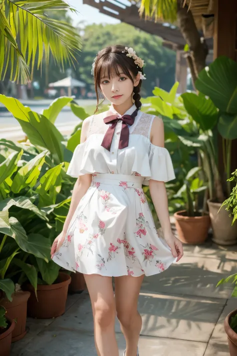 ( masterpiece), (最 high quality), ( very well detailedな), ( best shadow), (photo by Nomi:1.4),  ruffle blouse,  skirt by humili,  White Ankle Socks , ((((( Long shot of a woman walking slowly))))),  high quality,  masterpiece,  very well detailedな,  Hi-Res...