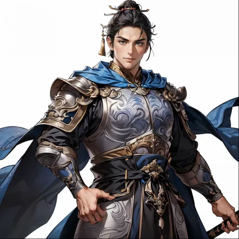( top quality,4K,8k, Hi-Res, Masterpiece:1.2),super detailed,(super fine illustration),(((One Man in Armor))),20 years old,Heroes of the Three Kingdoms,(((Beautiful Youth:1.3)), beautiful face,Perfectly symmetrical face,Extremely Sexy Man , detailed eyes:1...