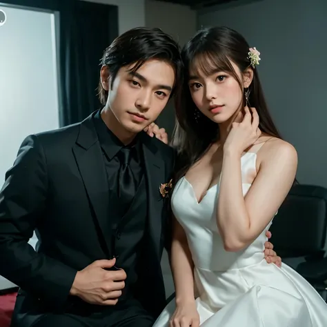 Asian girl and groom,Handsome man taking photo in studio, wedding pictures, cute couple, 🤬 🤮 💕 🎀, Couple pose, Ruenjia and Brom, 🕹️ 😎 🔫 🤖 🚬, Go to DAI, fan art, official fan art, Yanjun Chengt, photography, happy couple, Ruan Jie and Feng Huazhong, Formal ...