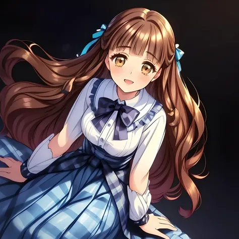 (highest quality, masterpiece:1.2), highest quality, High resolution, 1080p, 8K, solo, (A 18yo beautiful pretty fashion model is seated on a char nobly and turning to me, charming laughter, most beloved girl in the school, (intelligent and perfectly balanc...