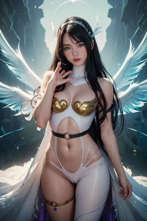 (( Better quality,4K,8k,high resolution,work of until:1.2),ultra-detailed, craziness, magic, black magic, 1 girl, (Very beautiful fantasy background), (crazy sexy costume transparent mist dresog dress))), Portraits, vivid colors, intense lighting, Brushstr...