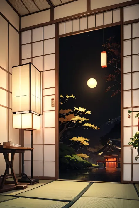 (background only:1.5),(no person:1.5),,(Japanese-style room:1.5),,night 