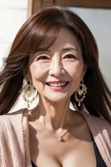 ７８ years old　Mom　MILF　Korean, Lady　large earring　Big choker　　realisitic　Gorgeous Madame Beautiful Mature Woman　sexy　Smile　Gentle woman navel piercing　４K　High quality 