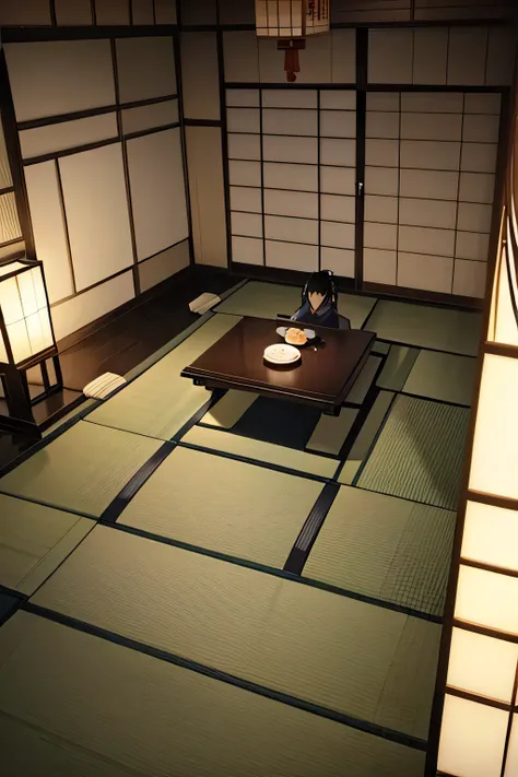 (background only:1.5),(no person:1.5),,(Japanese-style room:1.5),from above
,night 