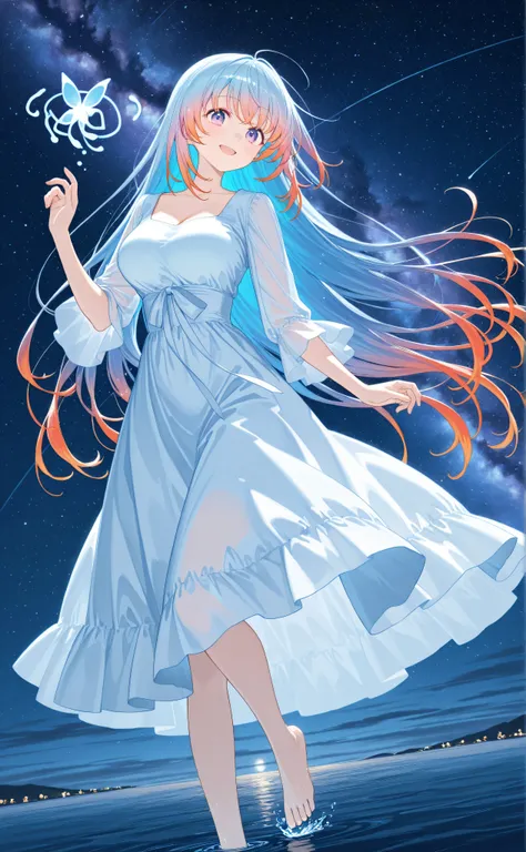 Ghost of a Beautiful Girl、Beautiful Girl's Spiritual Body、 flax-colored hairの毛、slender hands and feet、 waist that begins to be rounded 、A face that still leaves a 、Well-grown breasts 、Well-balanced body、 long flax-colored hair、 flax-colored hair、 floating ...