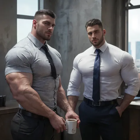 Handsome men, muscular men, Very tall muscular attractive men, male art, gigachad muscular, muscular! fantasy, Big pecs ((Caucasian skin)) , bodybuilder body, bodybuilder, muscular body, big muscle, big ass, big thigh,Realistic, ((Masterpiece)), ((Best q...