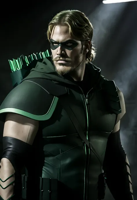 cinematic image of chris pratt as Green Arrow live action