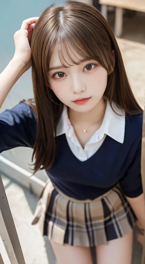  top quality,  Masterpiece 、 actual photo  、The most beautiful girl in the world 、 Cute looks、 Slender 、  perfect beautiful face   、  perfect and beautiful eyes   、   perfect and beautiful double eyelids  、   Fashion Model  、 Cute looks、   light brown hair...