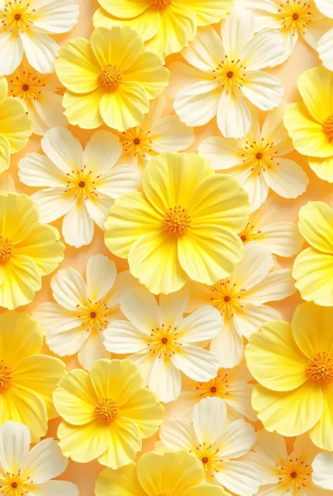 yellow and white flower seamless pattern, 3D, realistic,