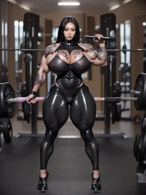  Asians, ((((((There is only one woman)))))), ((((((Solo Female)))))), Beautiful female warrior, Obsidian Black Hair , (( Huge Female Bodybuilders :1.5)), ((Big Breasts:1.3)), (( long legs:1.9)), ( full body), I see the viewers, prospect,  Artwork,   top q...