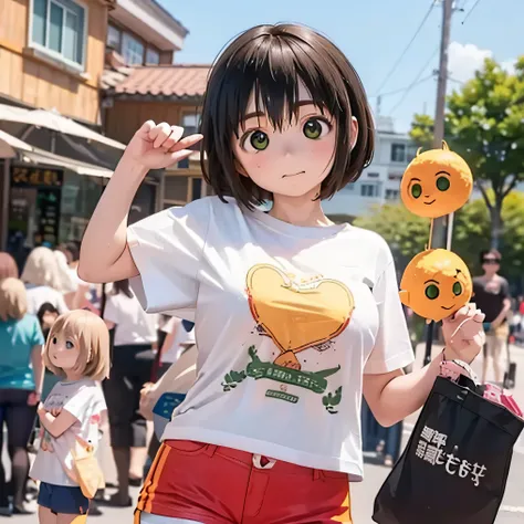 ((((   T-shirts and hot pants    ))))  .(           top quality ,4K,8k,            portai    ,          masterpiece:1.2)        Use the palm of your hand to hide your nipples
Bob  、    Super Big Breasts    、Scent of the Wind               (((       Yotsuba...