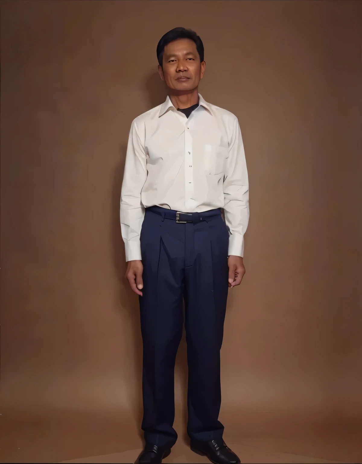 photo realistic a middle aged Indonesian man