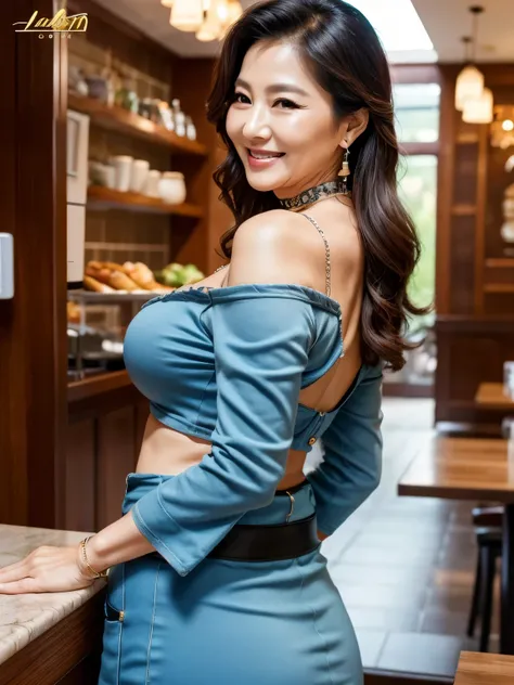 ７８ years old　Mom　MILF　Korean, Lady　large earring　Big choker　　realisitic　Gorgeous Madame Beautiful Mature Woman　sexy　Smile　Gentle woman navel piercing　４K　High quality 