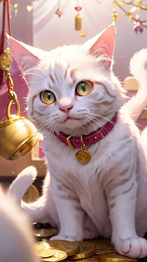 A hyper-realistic close-up of a Lucky Cat, exuding an aura of charm,
wisdom, and divine fortune. The cat’s elegant face fills the frame, its
large, mesmerizing golden eyes locking directly onto the viewer,
shimmering with a gentle glow that suggests an uns...