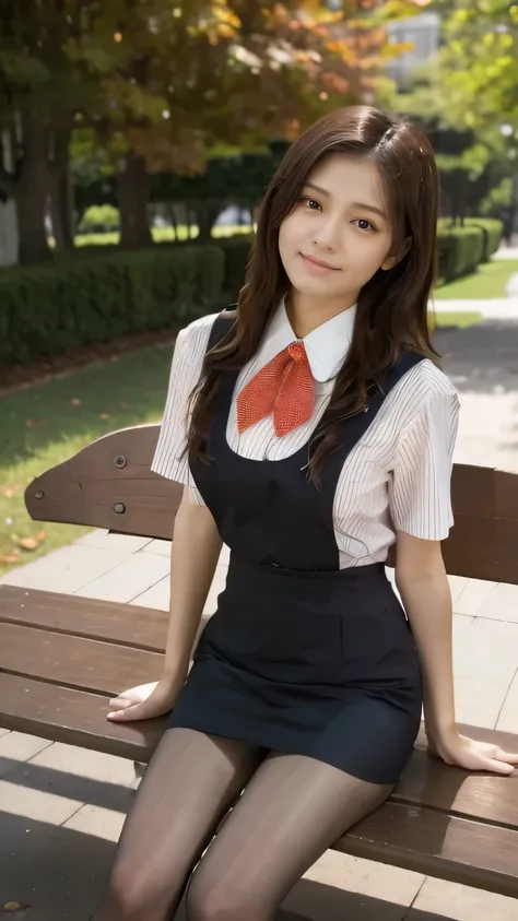  top quality、8k、 masterpiece、 Supernatural、Clear Photo、 professional lighting、 natural light、 by Nomi、 perfect anatomy、 one woman、baby face:2.0、Big Breasts、saggy breasts:1.1、 beautiful hair、smile、((Star Uniform:1.2))、( black vest:1.3、 short sleeve shirt、 R...