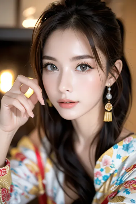 Cat ears、 face up,  attractive,   pretty girl, ponytail、  ((   fine facial features  , eroticism)),   dramatic lighting    ,  realistic , 8k,     Dramatic Shadows  ,    intricate and elaborate patterns     ,      super detailed photo      ,     chiaroscuro...