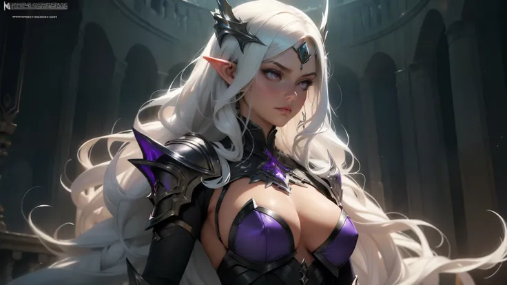 (quality)), ((tmasterpiece)), Recommended resultluffly、(see through:1.5)、Esil Radiru from Solo Leveling, standing gracefully with an elegant yet fierce presence. She has long, flowing silver-white hair that cascades down her back, framing her flawless, pal...