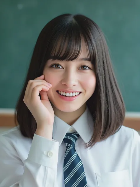 has semi-long hair and white skin next to her 、 Japanese woman with semi-long white skin 、Kanna , and her hair was fluttering like . she was wearing light makeup , has semi-long hair and white skin next to her , Snow white skin . 彼女は細身inす、 in...