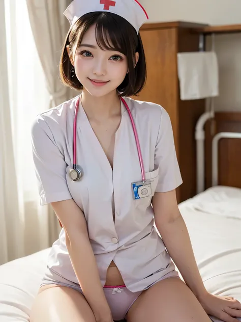  in the hospital、Highest quality、 excellent detail 、 Extremely Detailed Depiction、( Realistic Texture、Original photo:1.2)、Delicate skin、 Ultra High Resolution、 perfect style with both legs、( photorealistic、live-action、 vivid colors )、 Bright Lights、( Cute ...