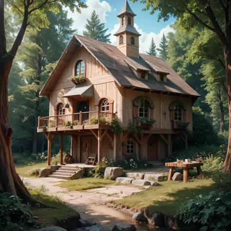 high image quality,( Photorealistic 8k RAW Photos ), nature、valley , tree Many Houses Built on Steep Slopes , ( not human), high res , Realism, ( masterpiece), ( top quality ), very well detailed, high res , sharp,tree、 Scenery: Broken Shack