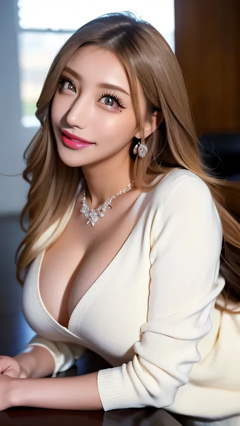  (超  high res,  Masterpiece,  anatomically correct,  textured skin,  super detailed,  highest quality,   high res, 8k, bloom,    front light  :1.2,  perfect dynamic composition), (24 years old, 1 person, Cute and sexy tutor, G-cup big breasts, sexy face, g...