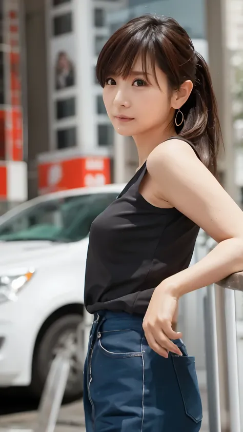 serious expression、 slim、 perfect fingertips, please raise your arms 、 random pose、( big breasted)、blackT shirt、 high res, high quality, 最 high quality, very detailed, by Nomi, 8k, RAW Photo, 最 high quality, The appeal of masterpieces , wonderful, ...