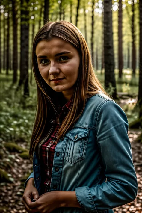 My real dead 22 year old Moldovan sister Mariana looks at me knowing that i am feeling sad.in the forest near the river 