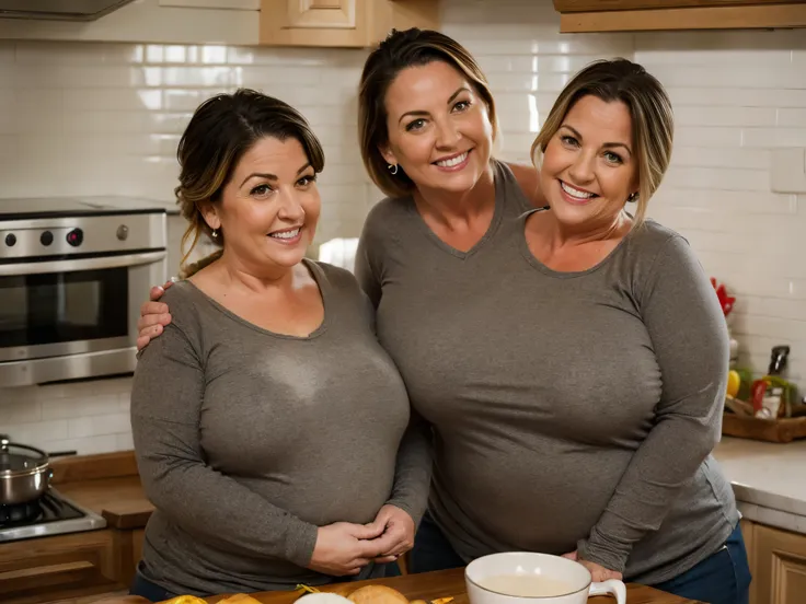 2heads, highly detailed, best resolution, two-headed woman, age 52, Irish-American, slightly overweight, casual outfit, in her kitchen, pretty, loving, mom, kind, gentle,