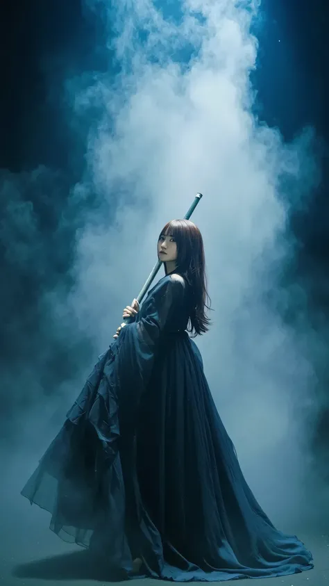 「The scene of Persephone, the Queen of the Underworld, sitting on her throne in the dark, fog-shrouded Underworld。Wearing a black dress、She holds a staff that guides the souls of the dead、A cold, pale blue light illuminates the area around her。」










...