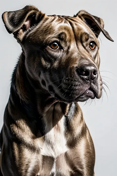 create the head of a realistic pitbull dog in gold color, facing the observer, let the whole image appear, white background